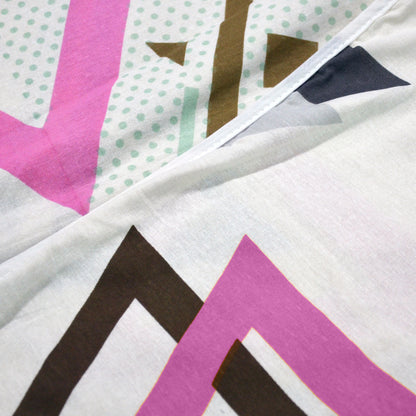 Pink and Brown 120 GSM Cotton Geometric Triangle Double Bed AC Blanket Dohar for All Season