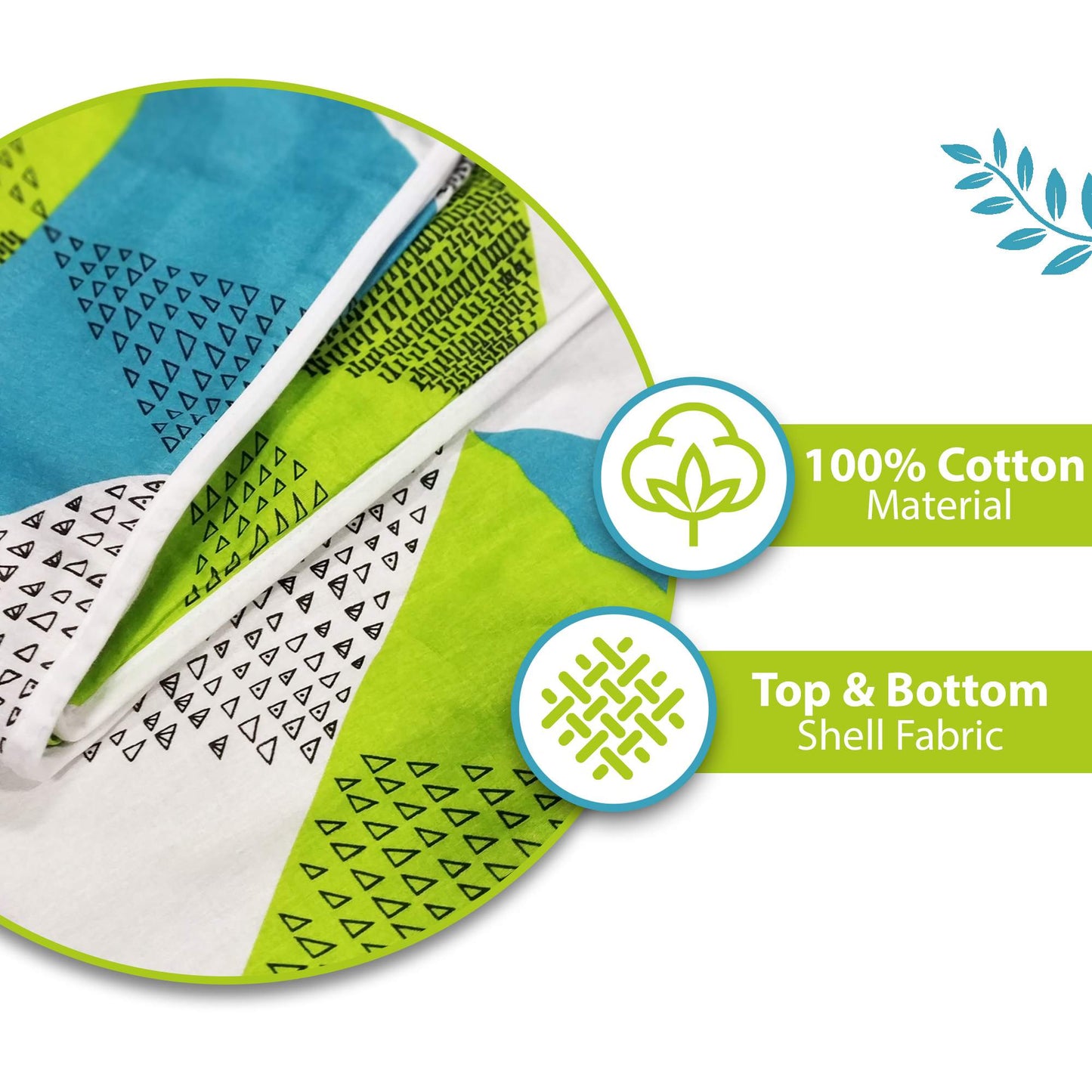 Blue And Green 120 TC Cotton Abstract Pattern Single Bed AC Blanket Dohar for All Season