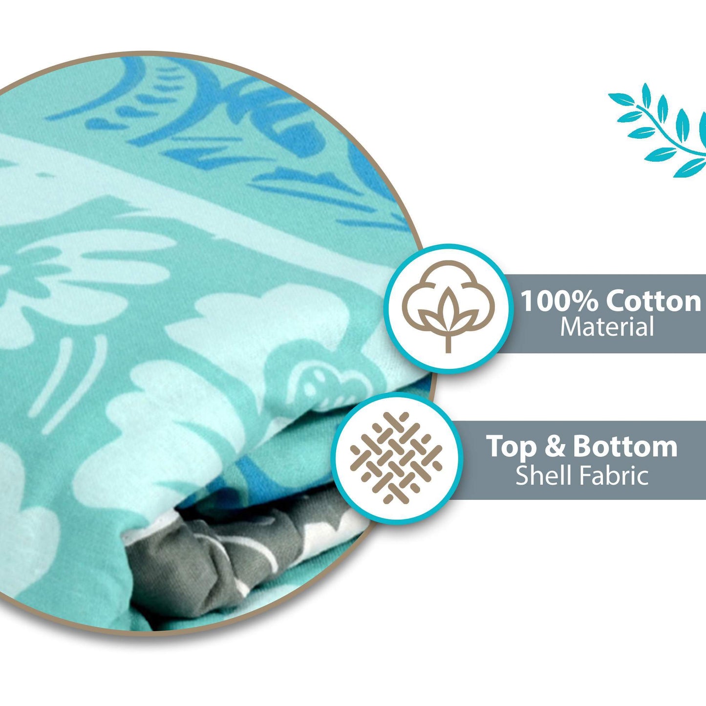 Blue and Grey 120 TC Cotton Floral Pattern Single Bed AC Blanket Dohar for All Season