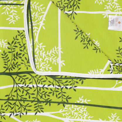 Green & White Floral Double Bed Dohar – 120 GSM Cotton