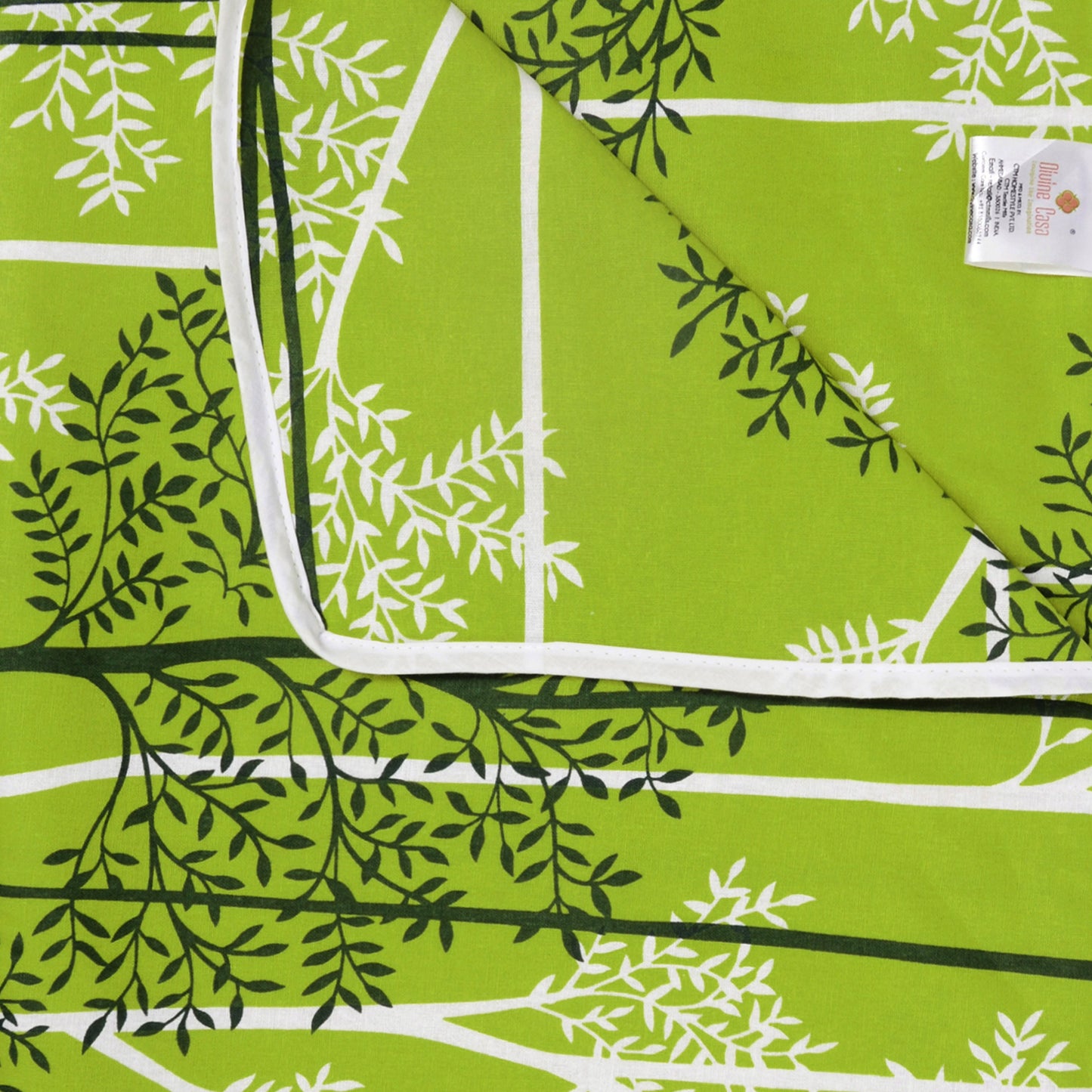 Green 120 TC Cotton Leaf Floral Pattern Single Bed AC Blanket Dohar for All Season