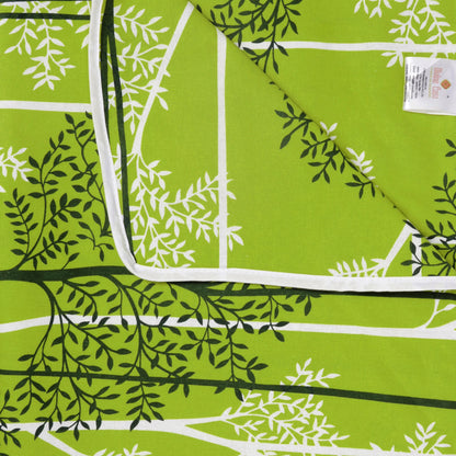 Green 120 TC Cotton Leaf Floral Pattern Single Bed AC Blanket Dohar for All Season