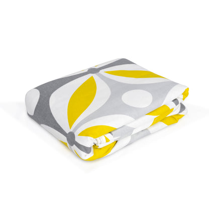 Yellow and Grey 120 TC Cotton Floral Pattern Single Bed AC Blanket Dohar for All Season