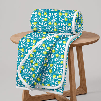 Blue And Green 120 TC Cotton Floral Single Bed AC Blanket Dohar for All Season