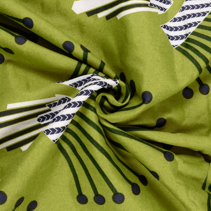 Olive Green and Blue 120 TC Cotton Floral Single Bed AC Blanket Dohar for All Season