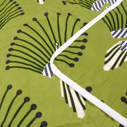 Olive Green and Blue 120 TC Cotton Floral Single Bed AC Blanket Dohar for All Season