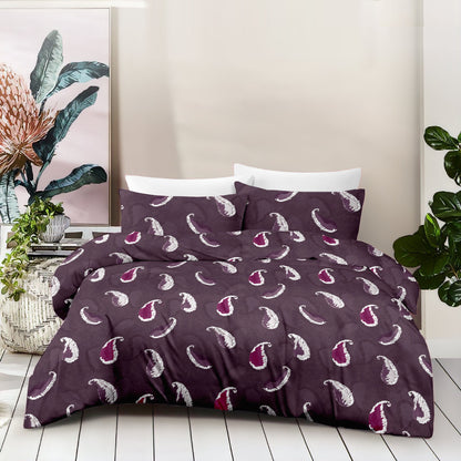 Paisley Essence Pure Cotton Dark Purple King Bedsheet – 180 TC