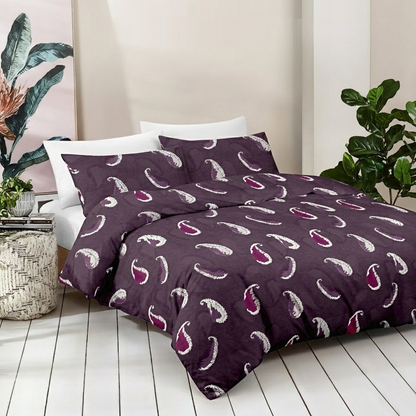Paisley Essence Pure Cotton Dark Purple King Bedsheet – 180 TC