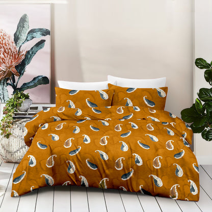Paisley Essence Pure Cotton Brown King Bedsheet – 180 TC