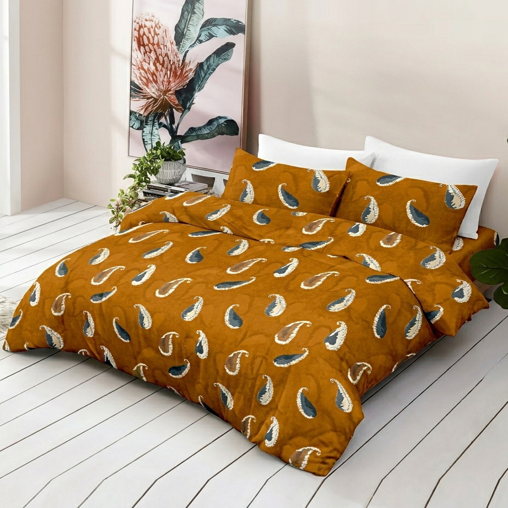 Paisley Essence Pure Cotton Brown King Bedsheet – 180 TC