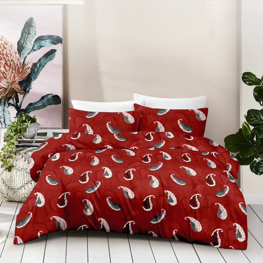 Paisley Essence Pure Cotton Red King Bedsheet – 180 TC