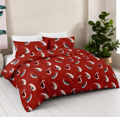 Paisley Essence Pure Cotton Red King Bedsheet – 180 TC