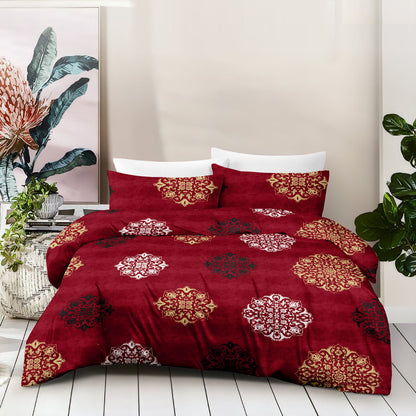 Ornate Harmony Damask Pure Cotton Maroon King Bedsheet – 180 TC