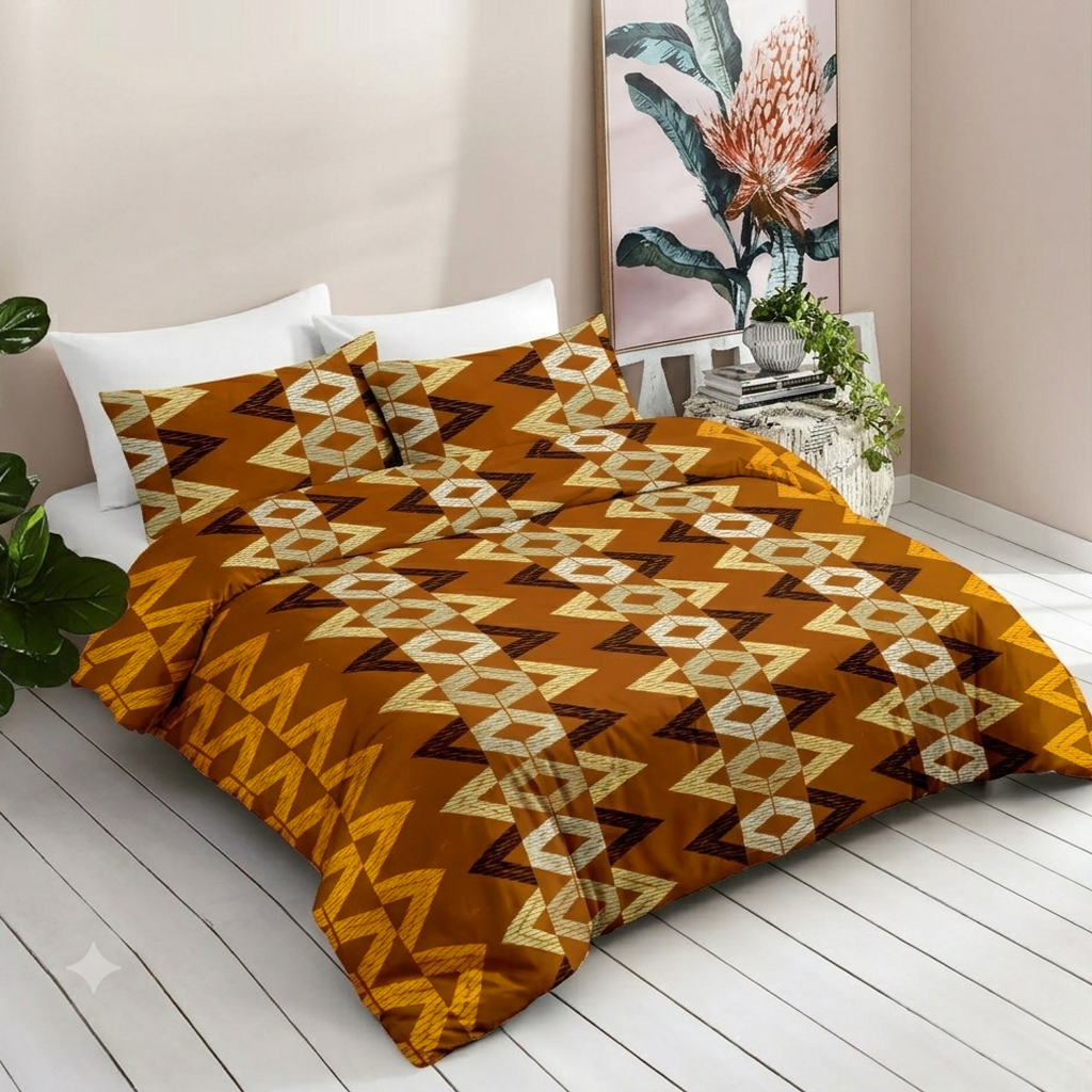 Desert Weave Pure Cotton Mustard Geometric King Bedsheet – 180 TC