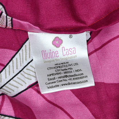 Roselle Canopy Pure Cotton Pink Botanical Leaf Printed King Bedsheet – 180 TC