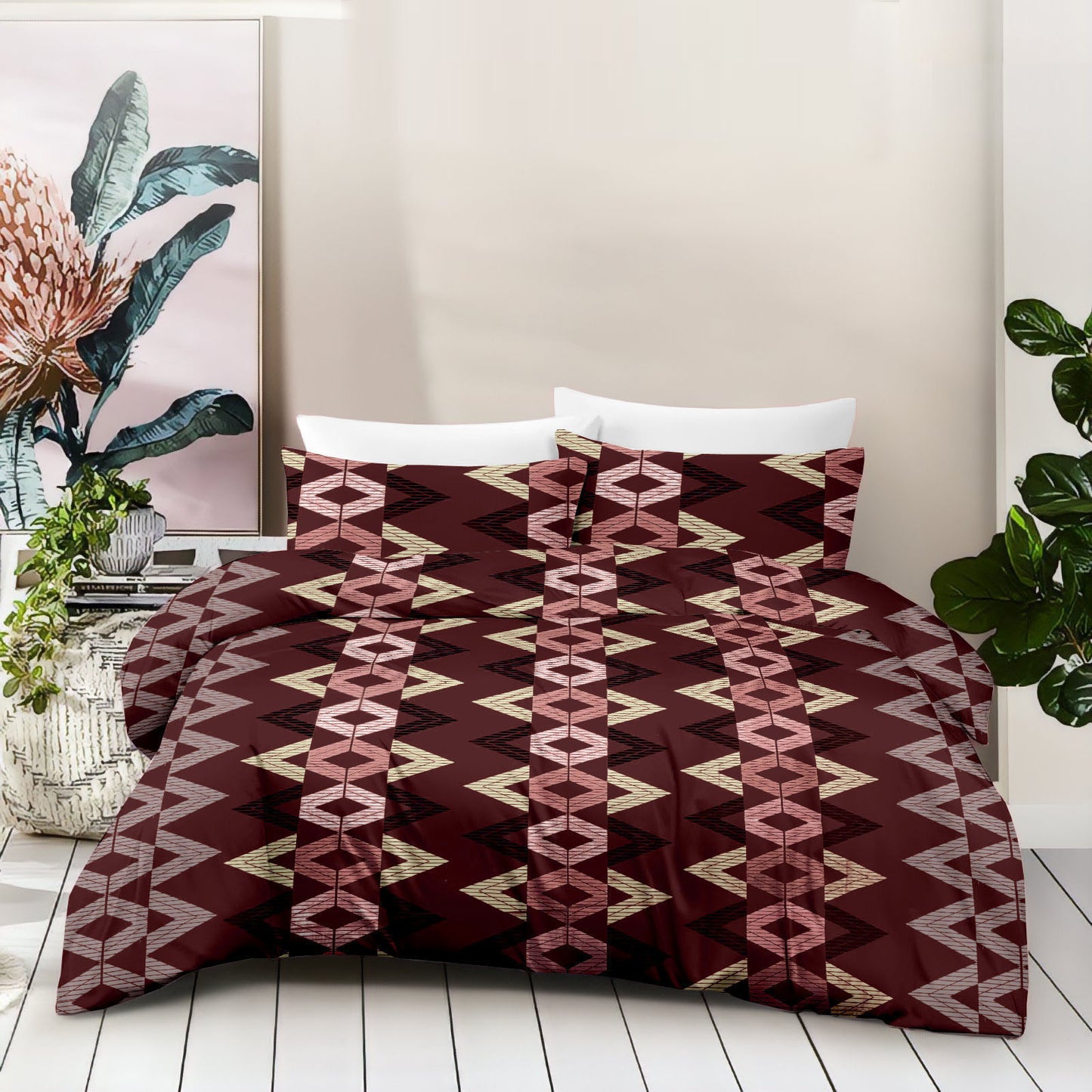 Desert Weave Pure Cotton Brown Geometric King Bedsheet – 180 TC