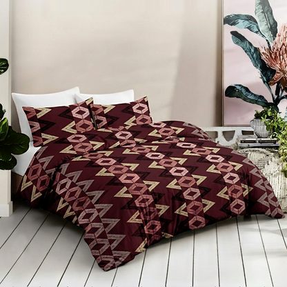 Desert Weave Pure Cotton Brown Geometric King Bedsheet – 180 TC
