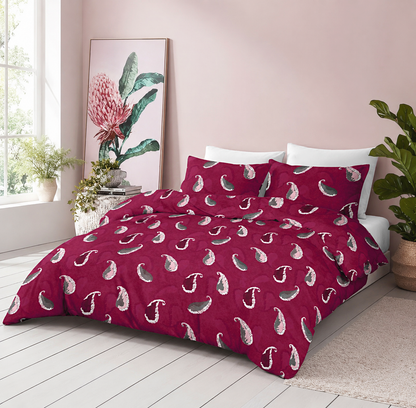 Paisley Essence Pure Cotton Pink King Bedsheet – 180 TC