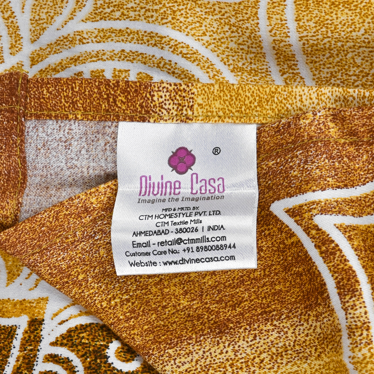 Mustard Yellow & Brown Printed Pure Cotton Bedsheet 180 TC