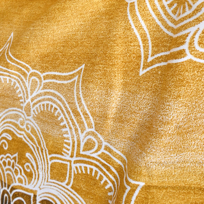 Mustard Yellow & Brown Printed Pure Cotton Bedsheet 180 TC