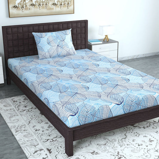 Blue Dry Leaves Texture Single Bedsheet