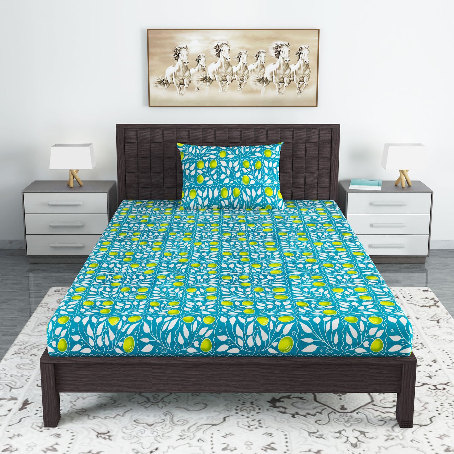 Clementine Green Floral Single Bedsheet