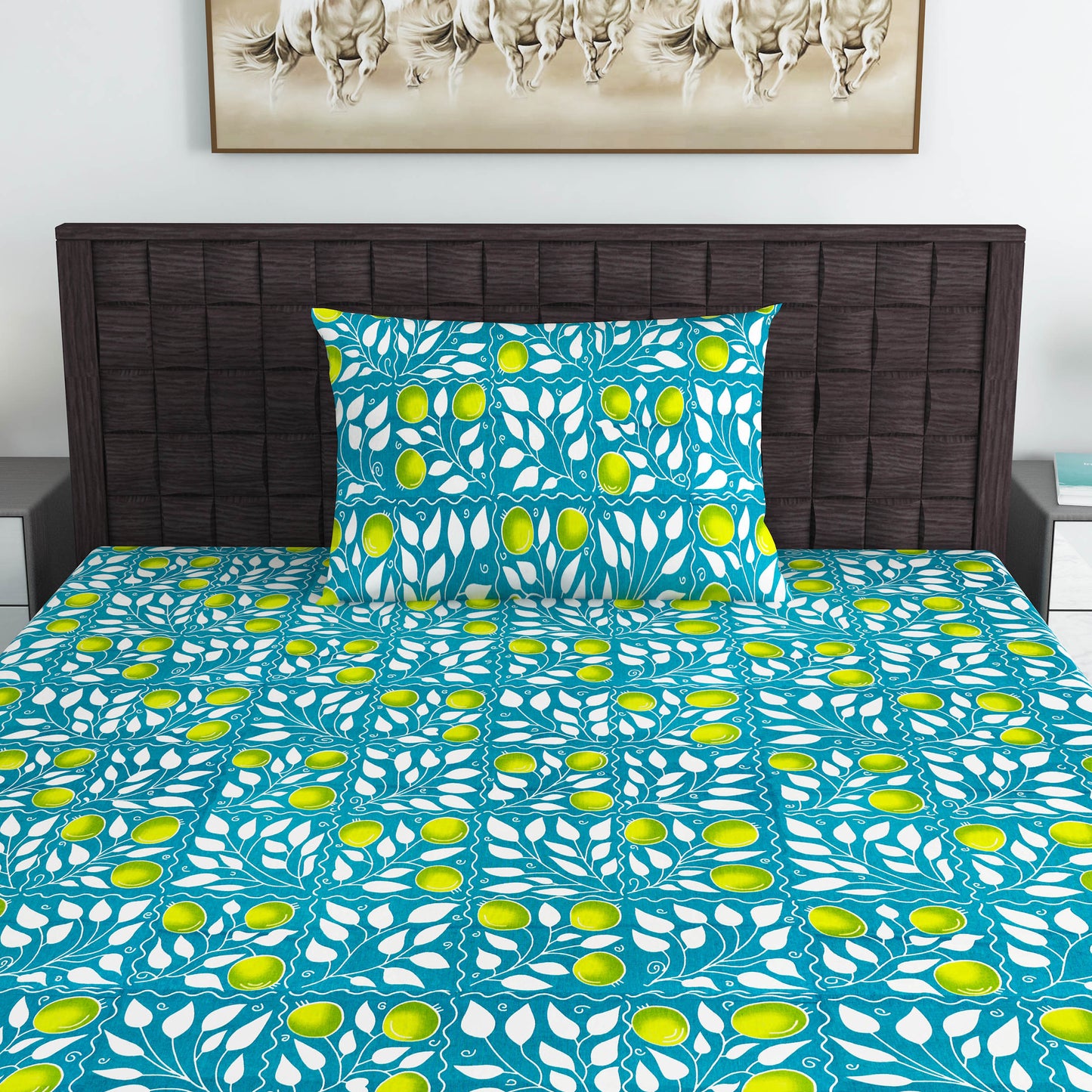 Clementine Green Floral Single Bedsheet
