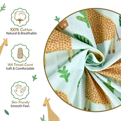 Hushed Green Kids Pattern Single Bed Bedsheet