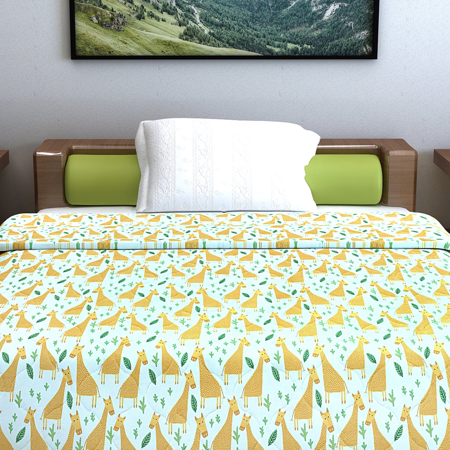 Misty Jade Abstract Single Bed Cotton Comforter – 120 GSM