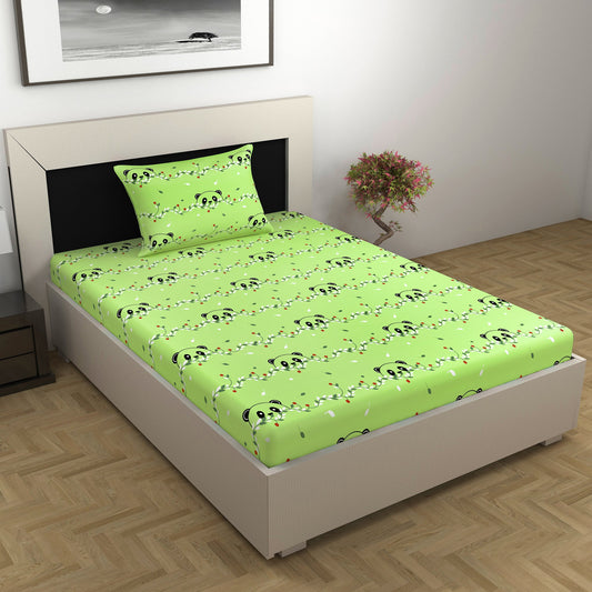 Banana Green Kids Pattern Bed sheet For Single Bed