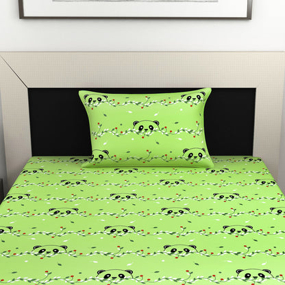 Banana Green Kids Pattern Bed sheet For Single Bed