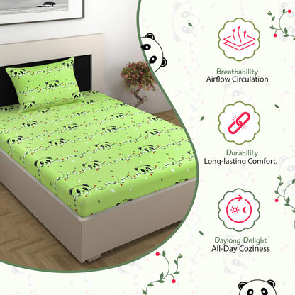 Banana Green Kids Pattern Bed sheet For Single Bed