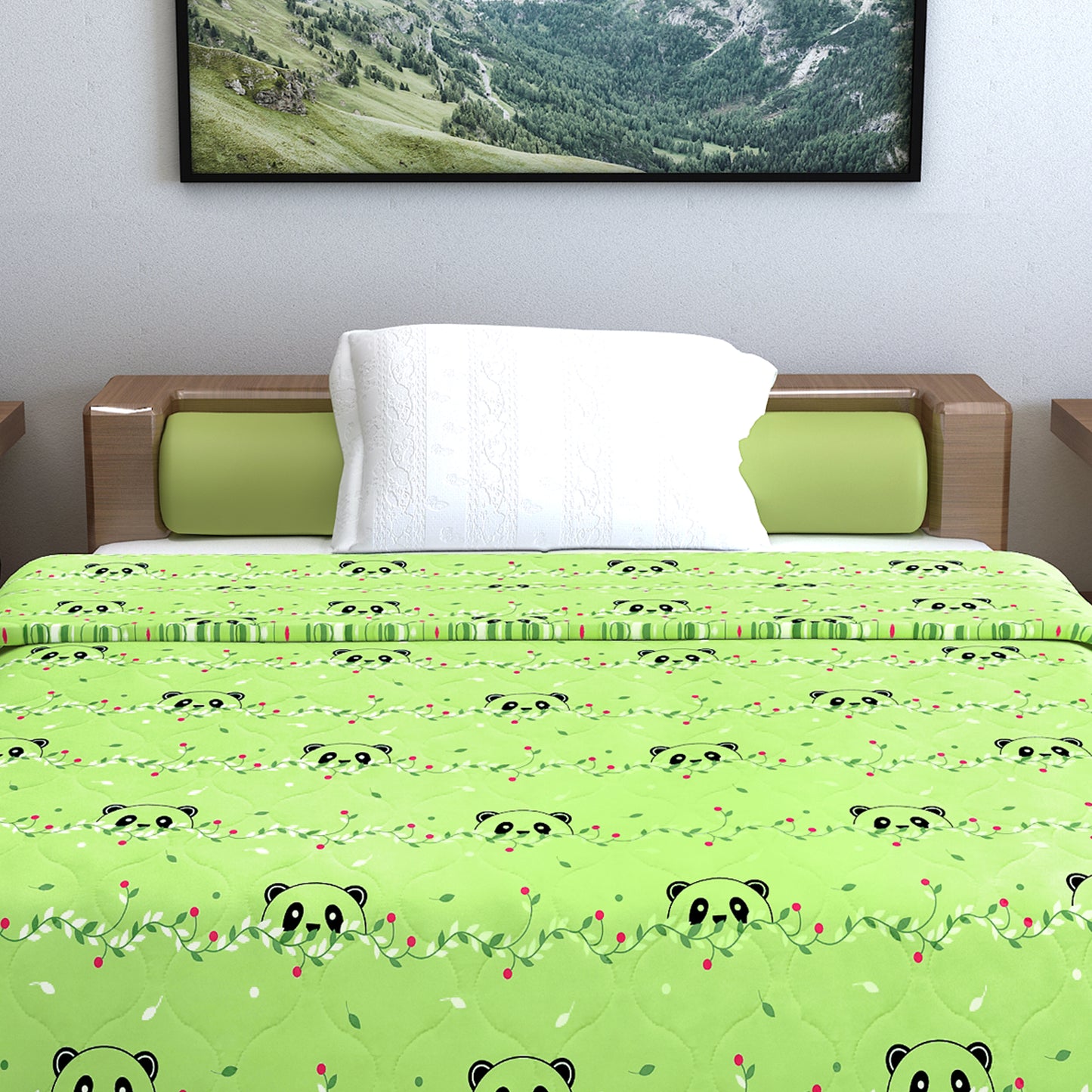 Ice Green Abstract Single Bed Cotton Comforter – 120 GSM
