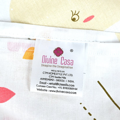 Cream White Kids Pattern Bedsheet For Single Bed