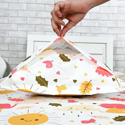 Cream White Kids Pattern Bedsheet For Single Bed