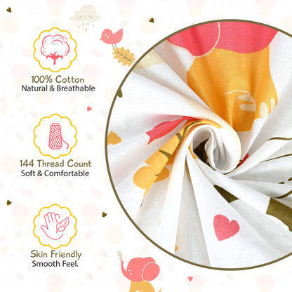 Cream White Kids Pattern Bedsheet For Single Bed