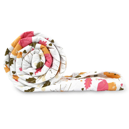 Marlin White Abstract Single Bed Cotton Comforter – 120 GSM