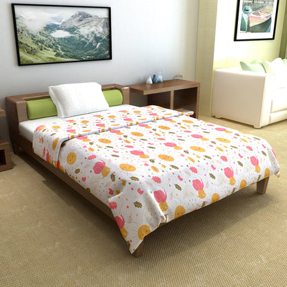 Marlin White Abstract Single Bed Cotton Comforter – 120 GSM