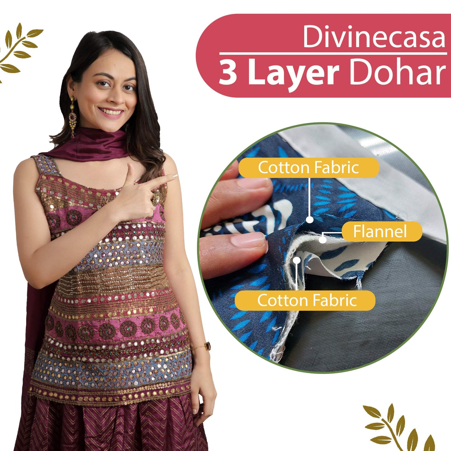 Cream White Kids Pattern All Season AC Cotton Dohar for Single Bed