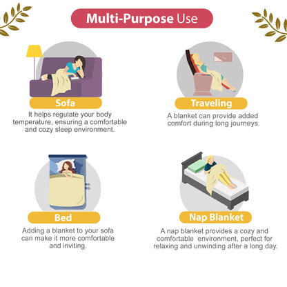 Cream White Kids Pattern All Season AC Cotton Dohar for Single Bed