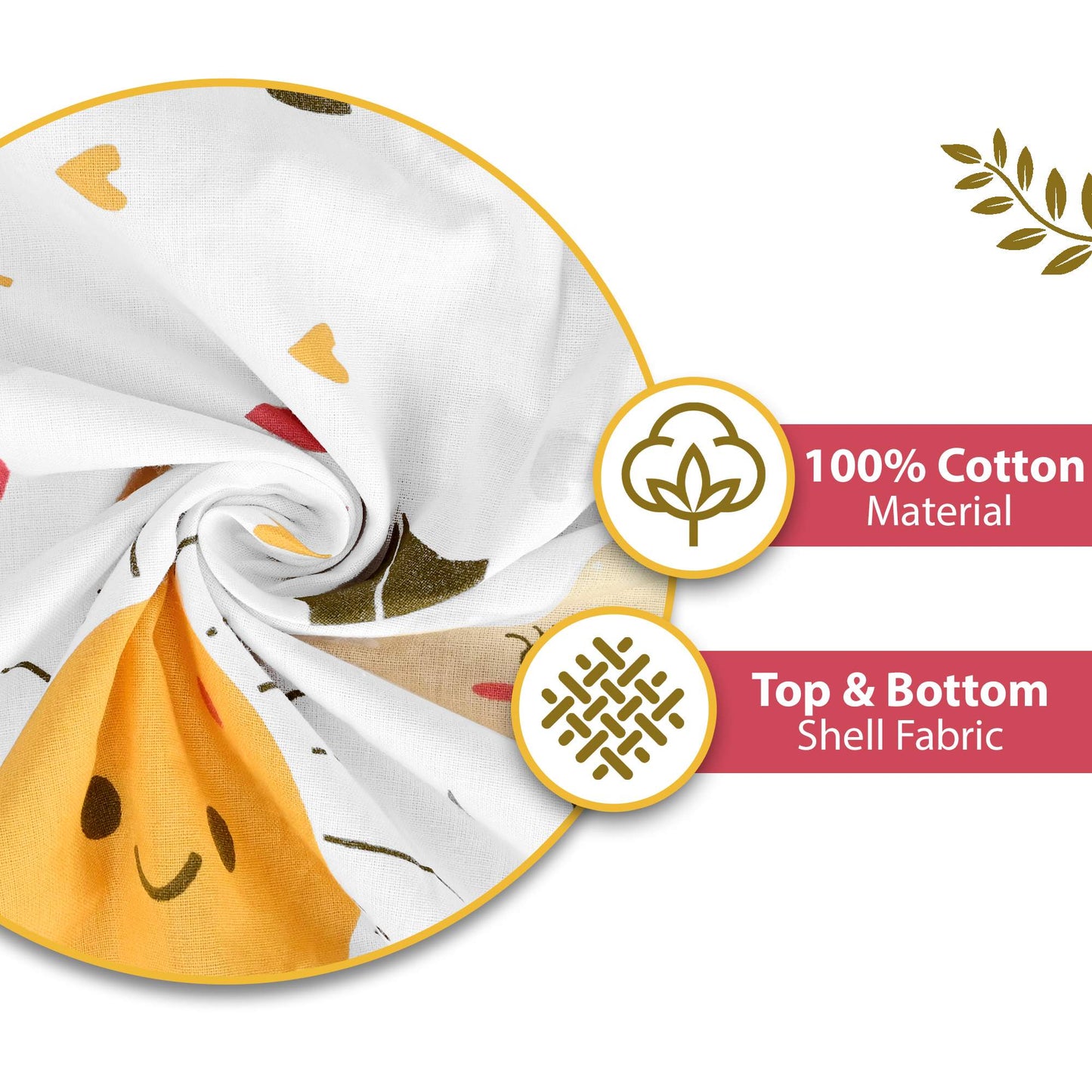 Cream White Kids Pattern All Season AC Cotton Dohar for Single Bed