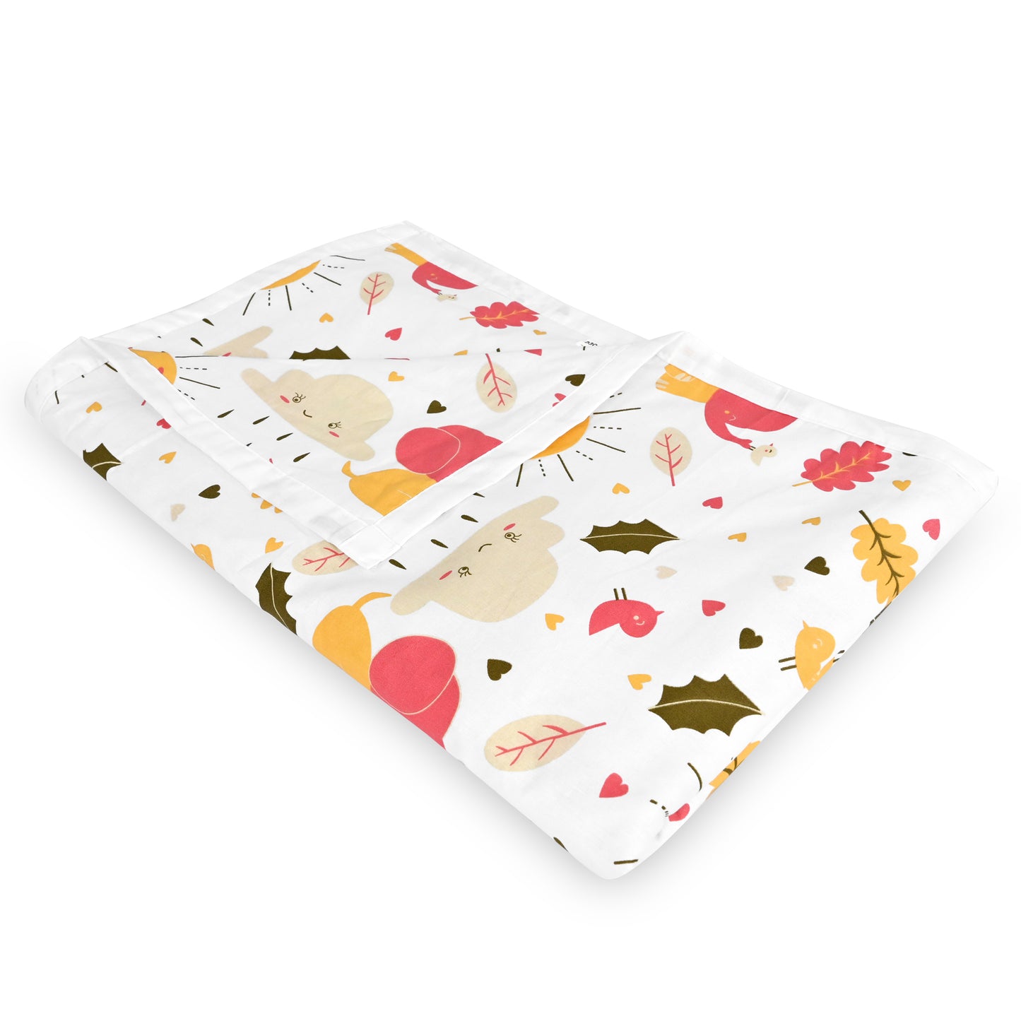 Cream White Kids Pattern All Season AC Cotton Dohar for Single Bed