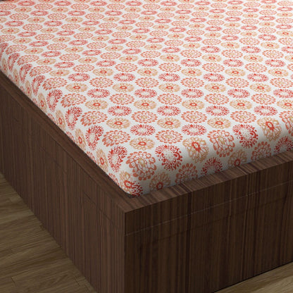 Summer Dahlia Floral Printed Bedsheet For Double Bed