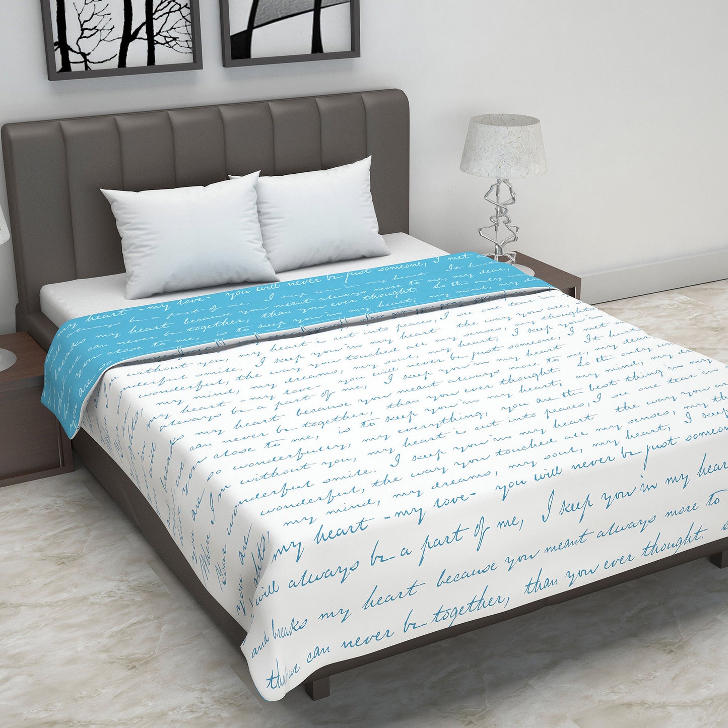Abstract Print Light Blue Silky Touch Microfiber Double Bed Dohar