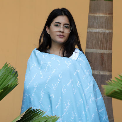 Abstract Print Light Blue Silky Touch Microfiber Double Bed Dohar