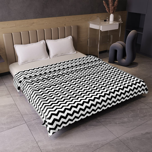 Black Modern Zig Zag Microfiber Double Bed AC Dohar