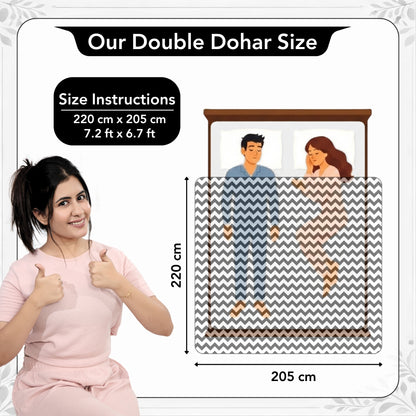 Black Modern Zig Zag Microfiber Double Bed AC Dohar
