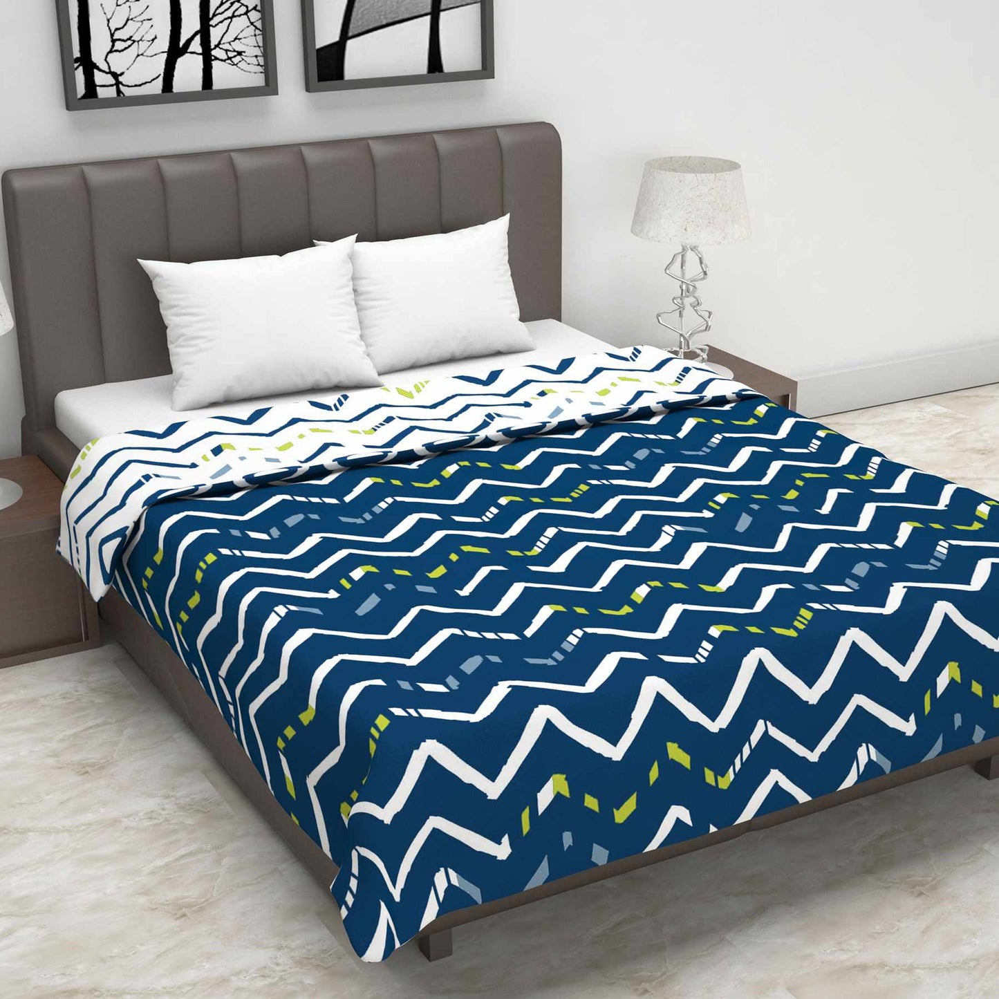 Dark Blue Abstract Print Soft Touch Microfiber Double Bed Dohar