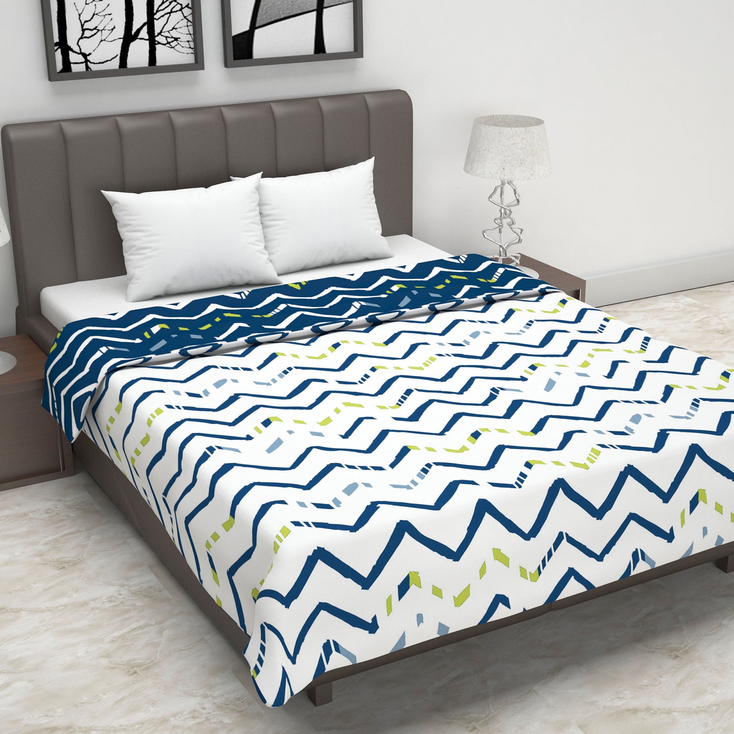 Dark Blue Abstract Print Soft Touch Microfiber Double Bed Dohar
