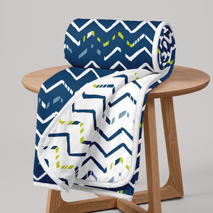 Dark Blue Abstract Print Soft Touch Microfiber Double Bed Dohar